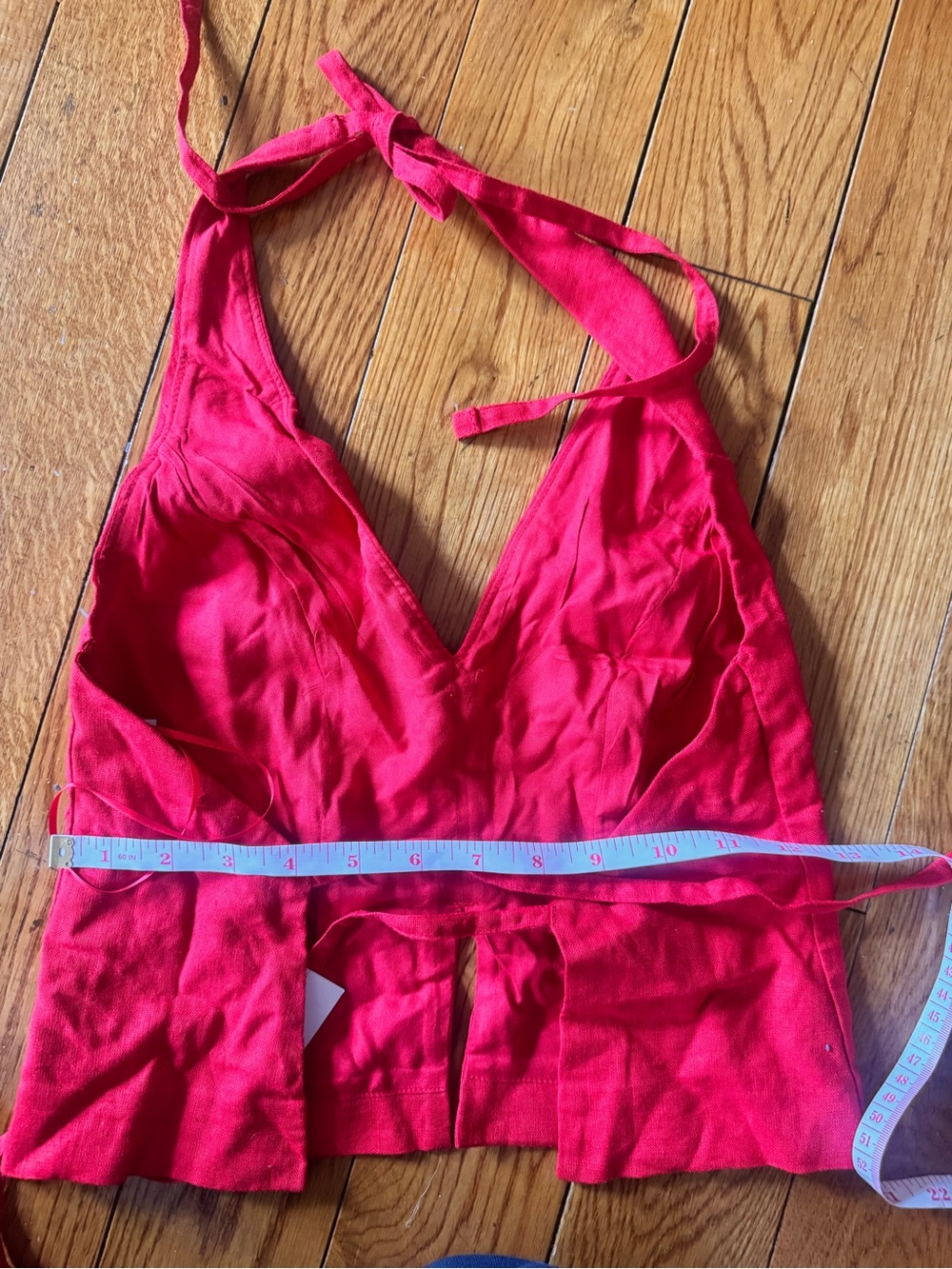 Abercrombie & Fitch Linen-Blend Tailored Halter Vest in Red XXS NWT - Picture 3 of 9